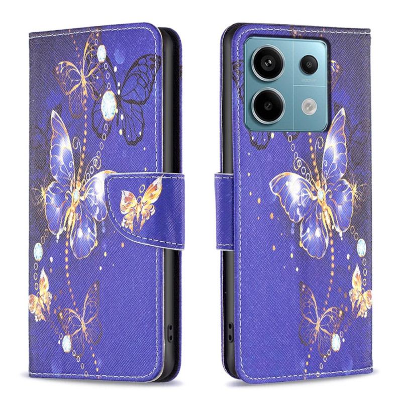 Etui Folio Xiaomi Redmi Note 13 Pro 5g Fioletowe Motyle Etui Ochronne