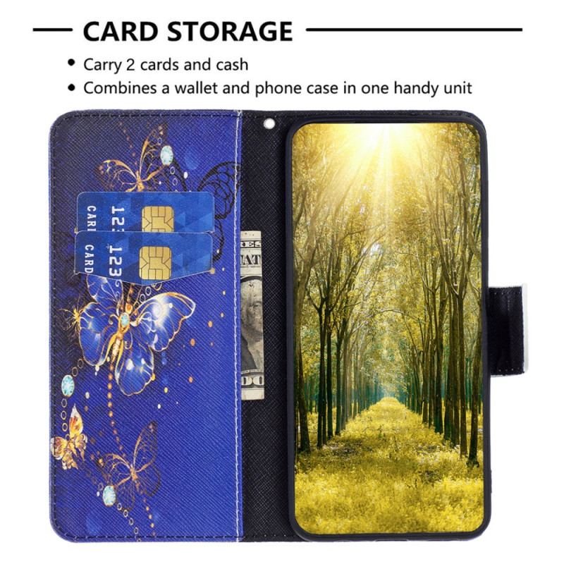 Etui Folio Xiaomi Redmi Note 13 Pro 5g Fioletowe Motyle Etui Ochronne