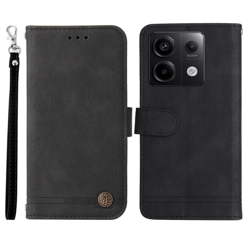 Etui Folio Xiaomi Redmi Note 13 Pro 5g Ozdobny Nit Do Paska Etui Ochronne