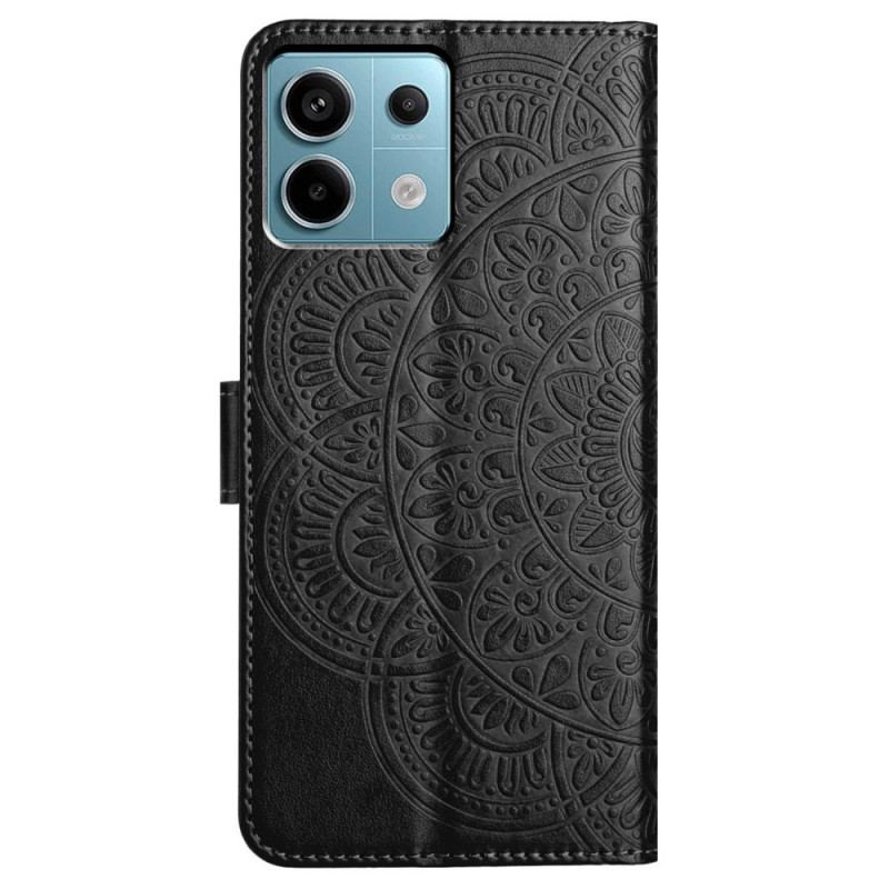 Skórzany Futerał Xiaomi Redmi Note 13 Pro 5g Etui Na Telefon Drukowana Mandala Z Paskiem