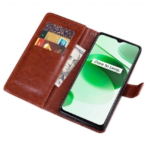 Etui Na Telefon Pokrowce do Realme C35 Biznes Etui Folio Idewei Folio Efekt Skóry