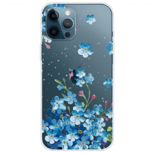 Etui do iPhone 14 Pro Bezszwowi Błękitni Kwiaty