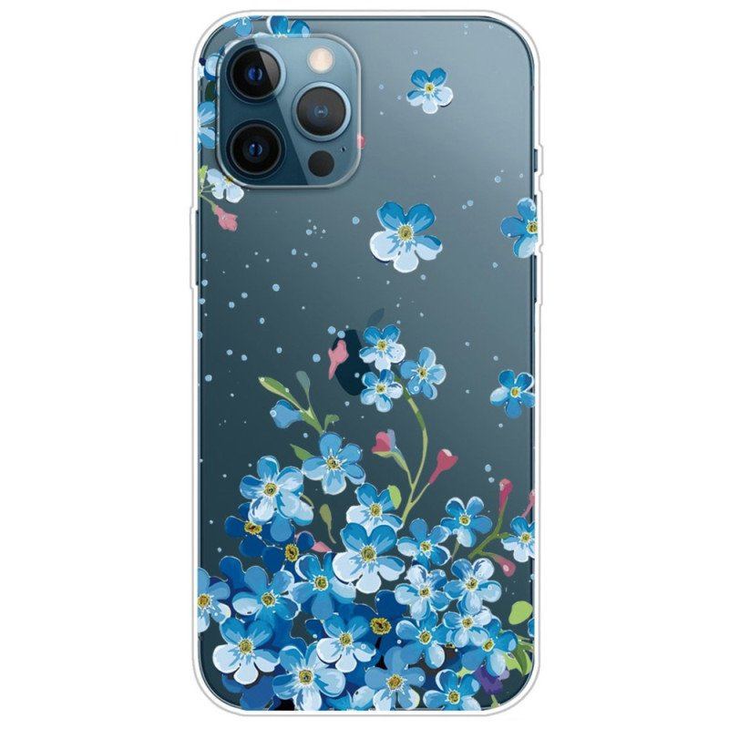 Etui do iPhone 14 Pro Bezszwowi Błękitni Kwiaty