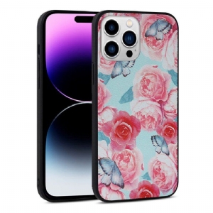 Etui do iPhone 14 Pro Kwiatowy Ze Sztucznej Skóry