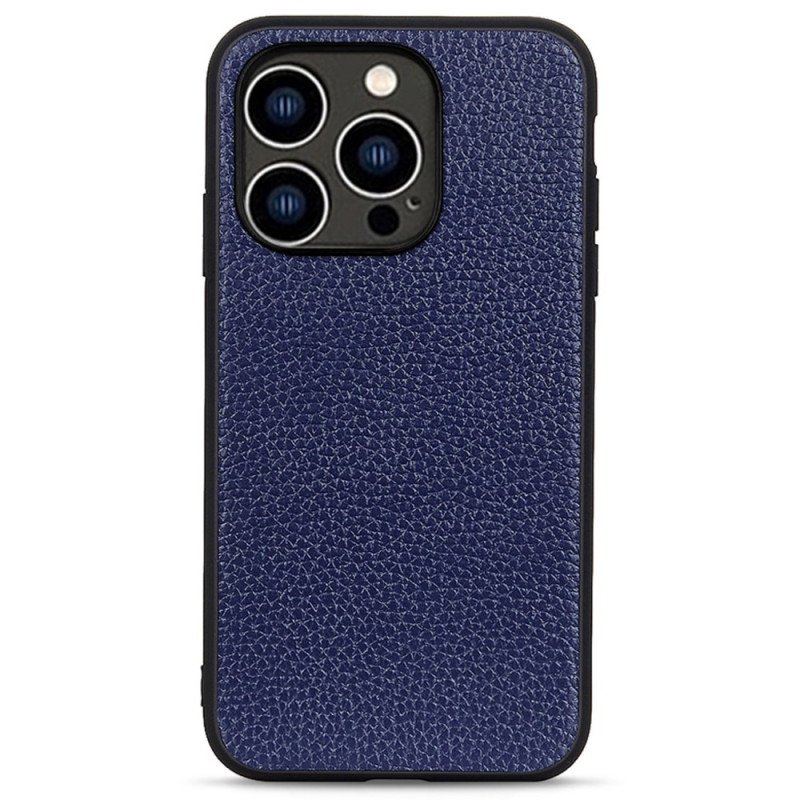 Etui do iPhone 14 Pro Prawdziwa Skóra Litchi