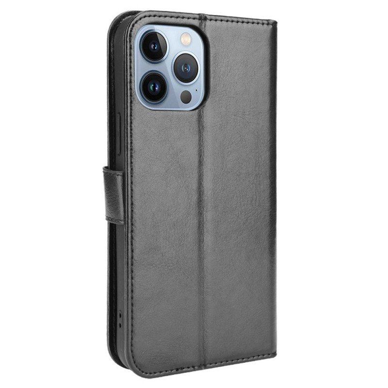 Etui Folio do iPhone 14 Pro Błyszcząca Sztuczna Skóra