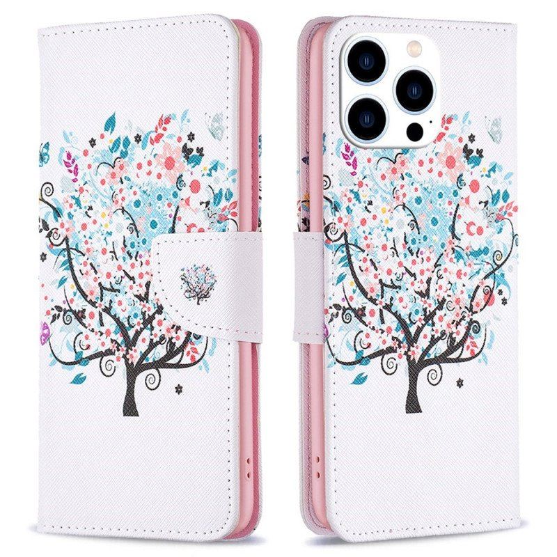 Etui Folio do iPhone 14 Pro Kwitnące Drzewo