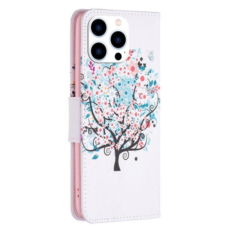 Etui Folio do iPhone 14 Pro Kwitnące Drzewo