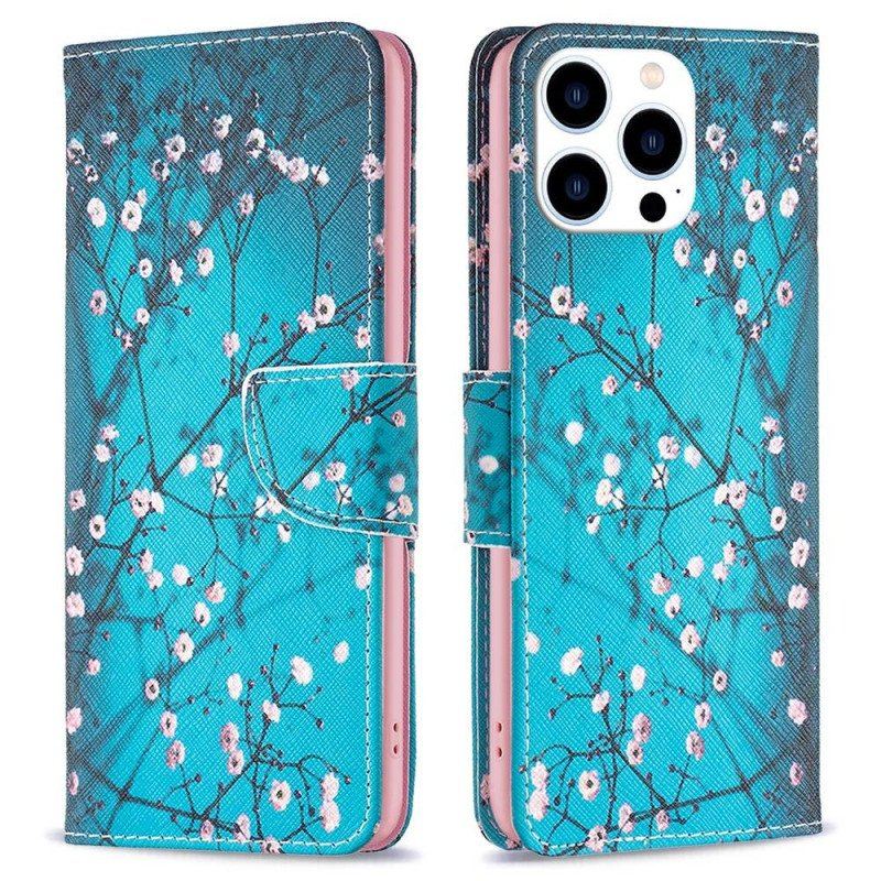 Etui Folio do iPhone 14 Pro Kwitnące Gałęzie