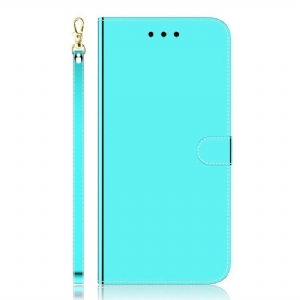 Etui Folio do iPhone 14 Pro Osłona Lusterka Ze Sztucznej Skóry