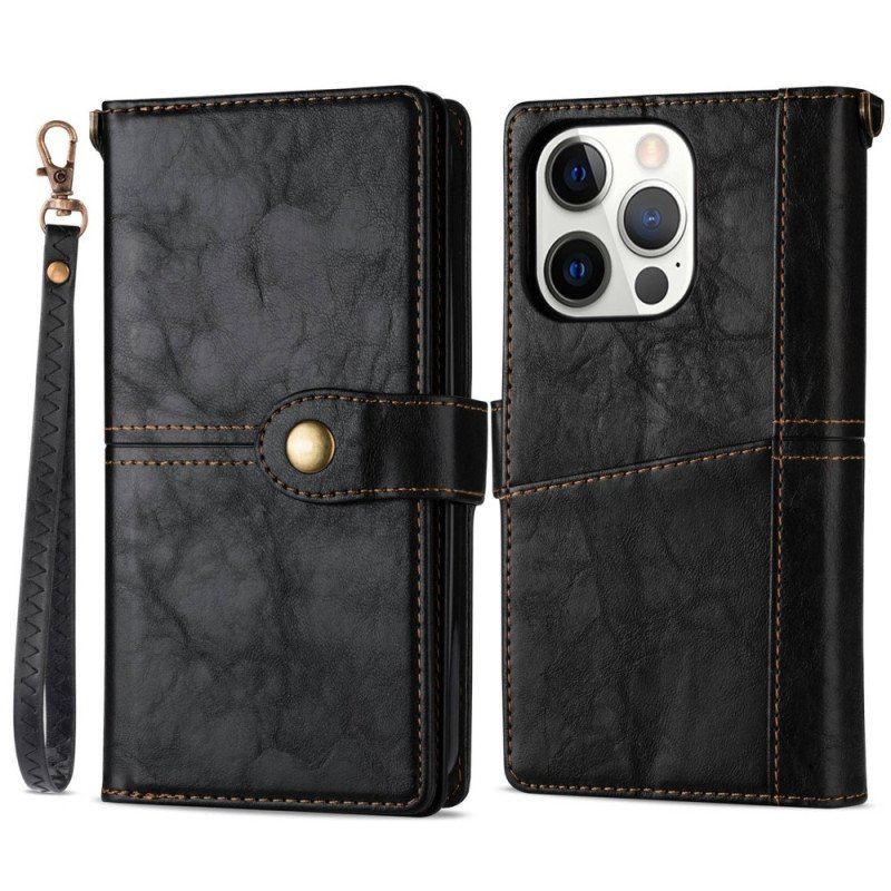 Etui Folio do iPhone 14 Pro Wielofunkcyjny W Stylu Vintage