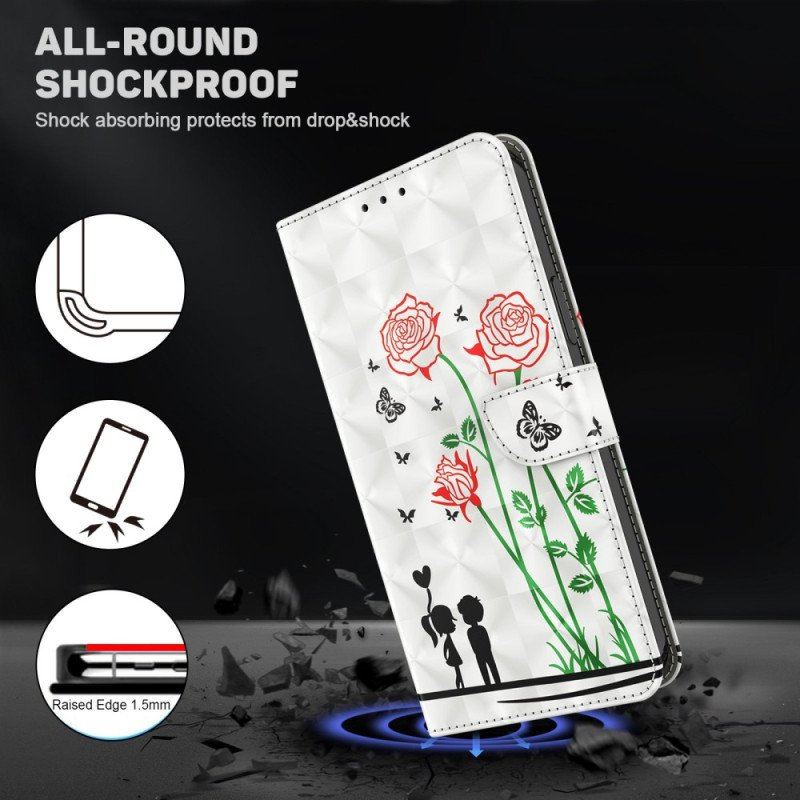 Etui Folio do iPhone 14 Pro z Łańcuch Smycz Love Dandelions