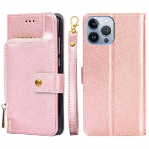 Etui Folio do iPhone 14 Pro Zapinana Na Zamek Portmonetka