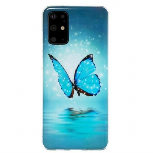 Etui do Samsung Galaxy S20 Plus / S20 Plus 5G Fluorescencyjny Niebieski Motyl