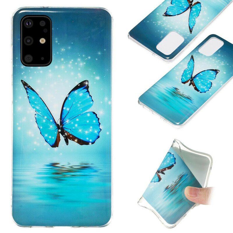 Etui do Samsung Galaxy S20 Plus / S20 Plus 5G Fluorescencyjny Niebieski Motyl