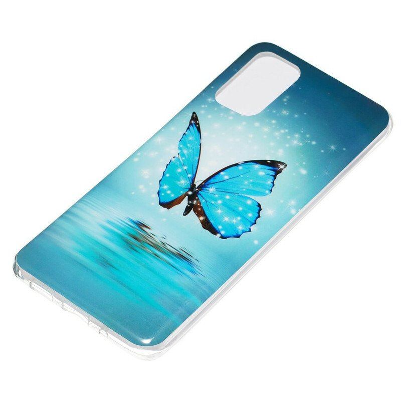 Etui do Samsung Galaxy S20 Plus / S20 Plus 5G Fluorescencyjny Niebieski Motyl