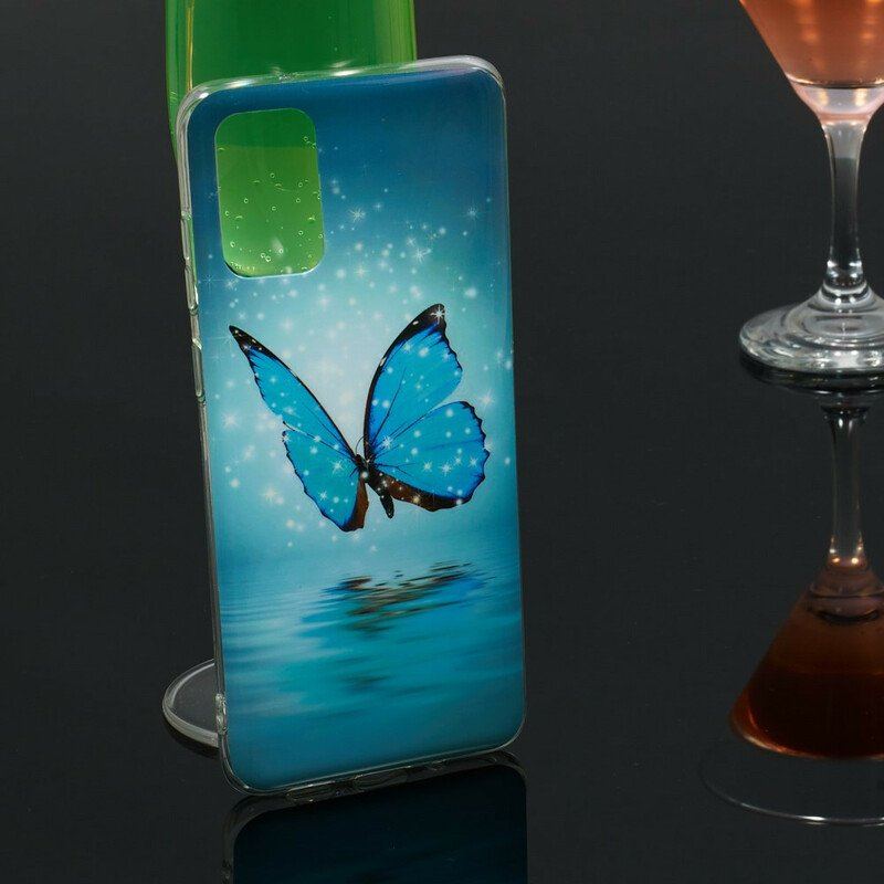 Etui do Samsung Galaxy S20 Plus / S20 Plus 5G Fluorescencyjny Niebieski Motyl