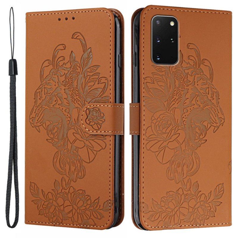 Etui Folio do Samsung Galaxy S20 Plus / S20 Plus 5G z Łańcuch Barokowy Tygrys Z Paskami