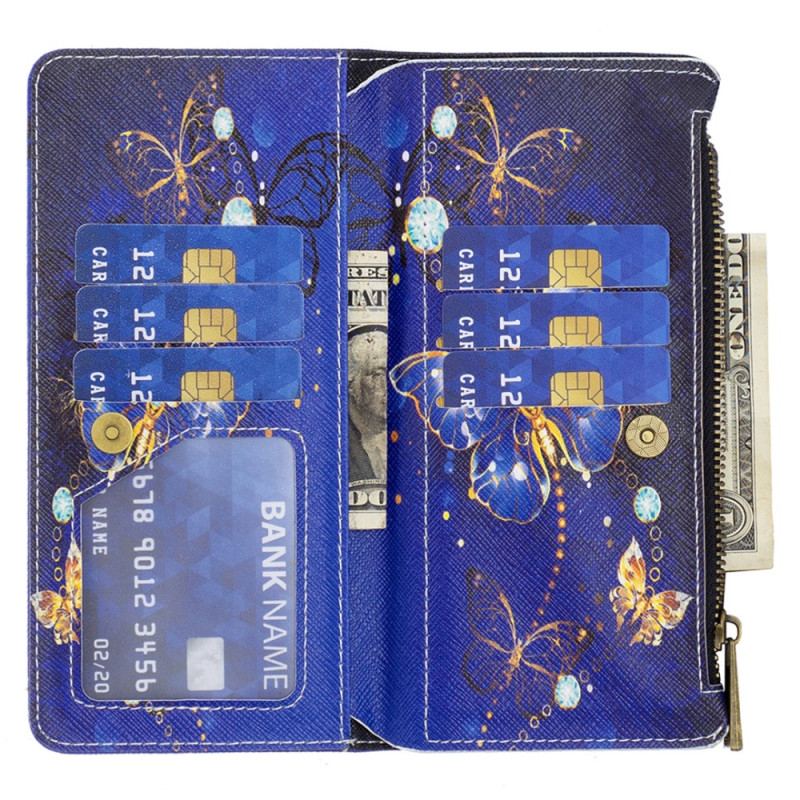 Etui Folio Do iPhone 16 Plus Fioletowy Portfel W Motyle Z Paskiem