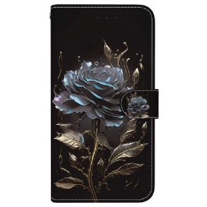 Etui Folio iPhone 16 Plus CZarna Róża Z Paskiem Etui Ochronne