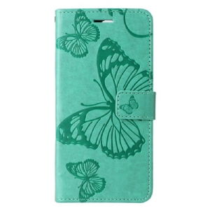 Etui Folio iPhone 16 Plus Gigantyczne Motyle Z Paskiem Etui Ochronne