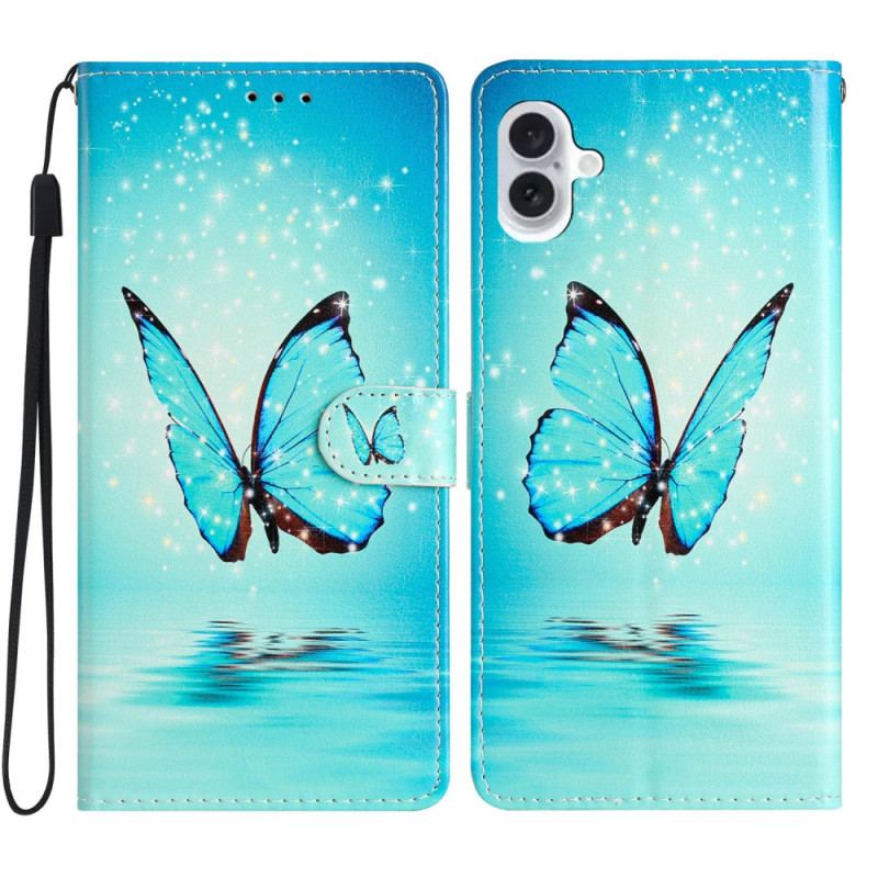 Etui Folio iPhone 16 Plus Motyl Na Wodzie Z Paskiem