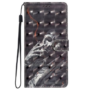 Etui Folio iPhone 16 Plus Szkielet Dymiący Z Paskiem Etui Ochronne