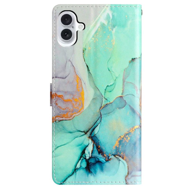 Etui Folio iPhone 16 Plus Zielony Marmur Z Paskiem