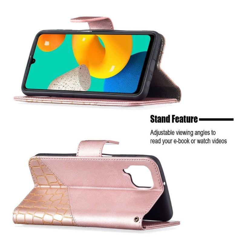 Etui Na Telefon Pokrowce do Samsung Galaxy M32 Biznes Croc Aspect Efekt Skóry