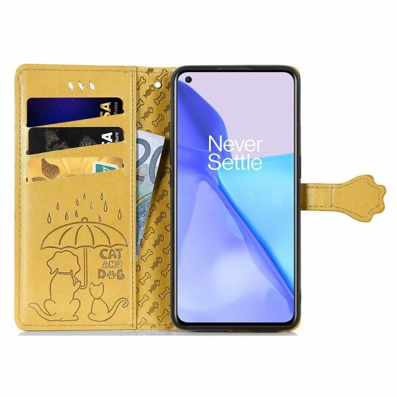 Etui Folio do OnePlus 9 Emboss Zwierząt