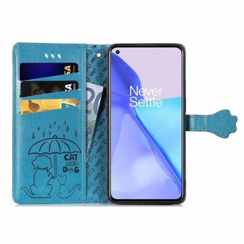 Etui Folio do OnePlus 9 Emboss Zwierząt