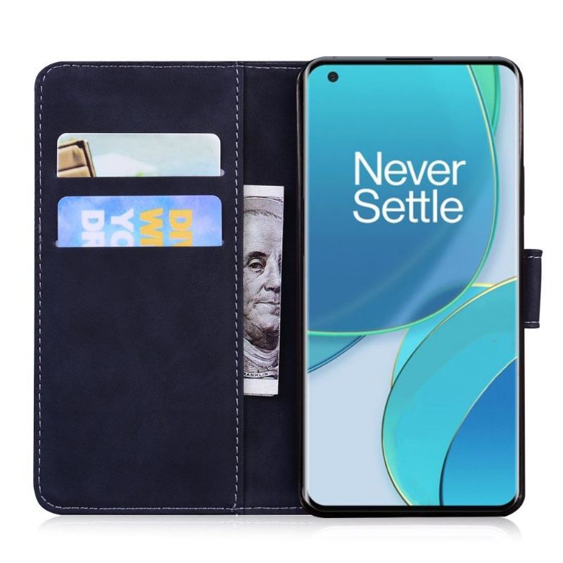 Etui Folio do OnePlus 9 Portfel Matowe Szwy Z Efektem Skóry