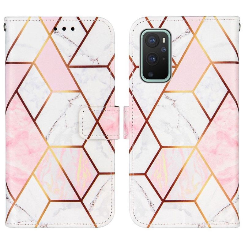 Skórzany Futerał do OnePlus 9 Anti-fall Chic Geometria