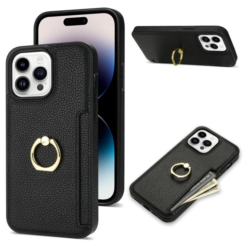 Etui Do iPhone 16 Pro Etui Na Karty I Stojak Z Efektem Skóry