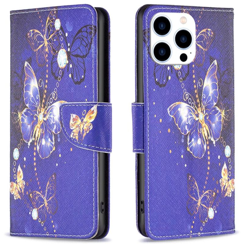 Etui Folio Do iPhone 16 Pro Fioletowe Motyle