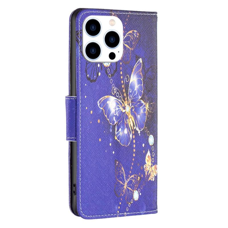 Etui Folio Do iPhone 16 Pro Fioletowe Motyle