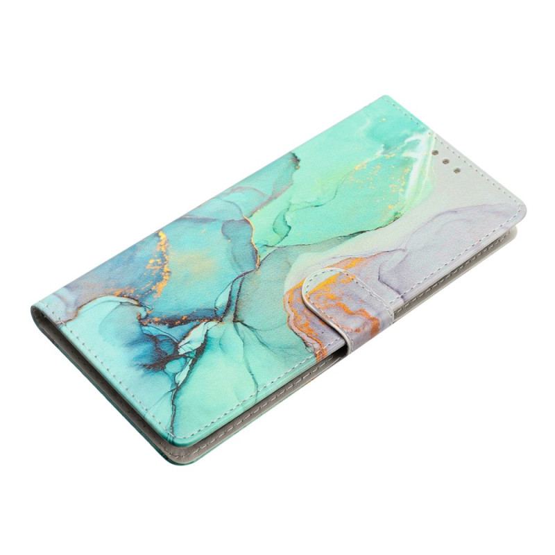 Etui Folio Do iPhone 16 Pro Jasnozielony Marmur Z Paskiem