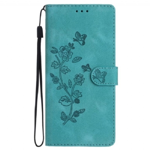 Etui Folio Do iPhone 16 Pro Nadruk W Kwiatowy Wzór