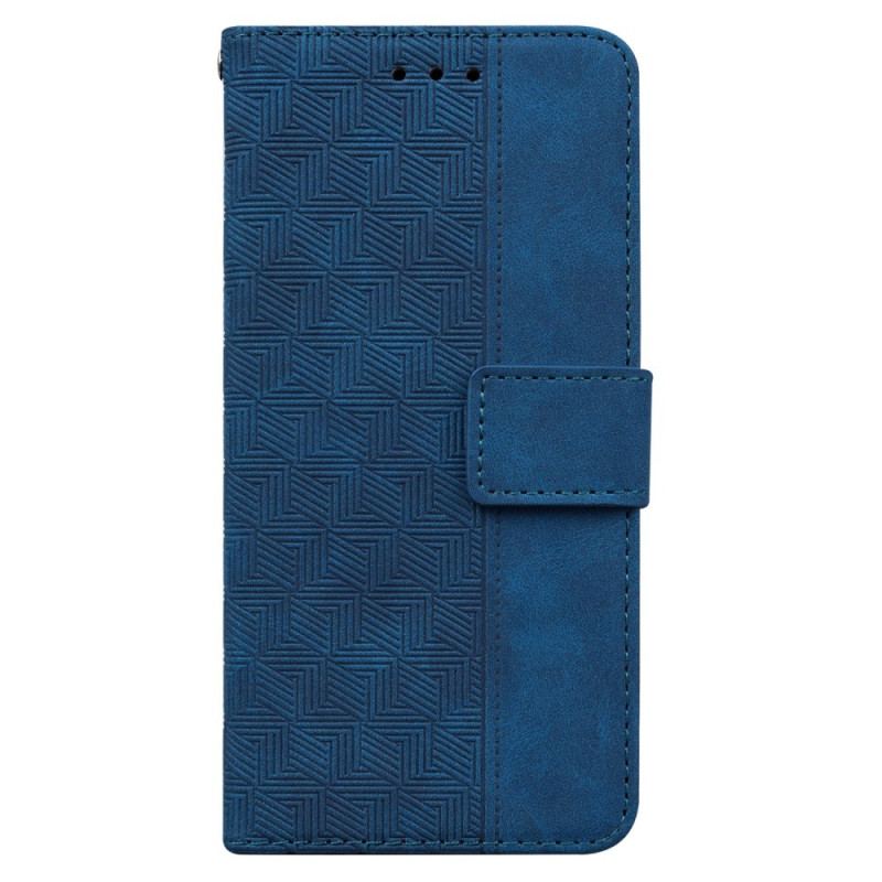 Etui Folio Do iPhone 16 Pro Tkany Wzór Na Ramiączkach