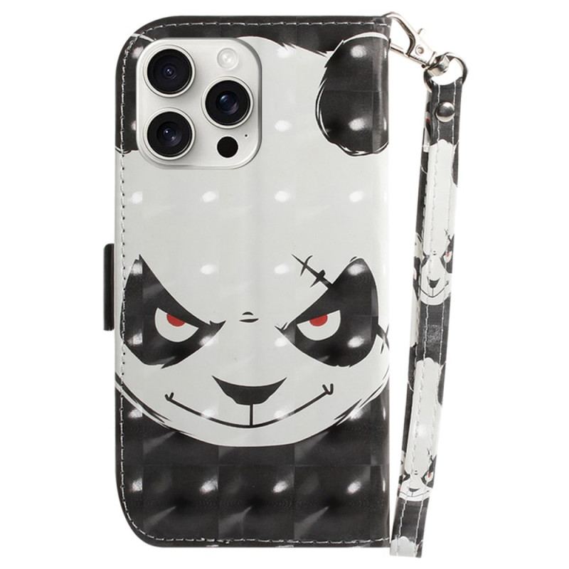 Etui Folio Do iPhone 16 Pro Wściekła Panda Z Paskiem