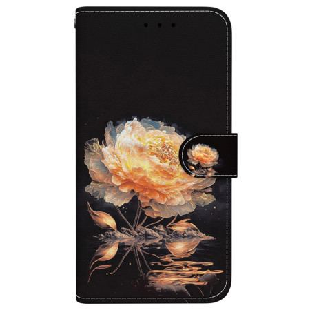 Etui Folio Do iPhone 16 Pro Złota Piwonia Z Paskiem