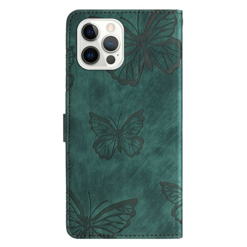 Etui Folio iPhone 16 Pro Efekt Zamszu W Kształcie Motyli