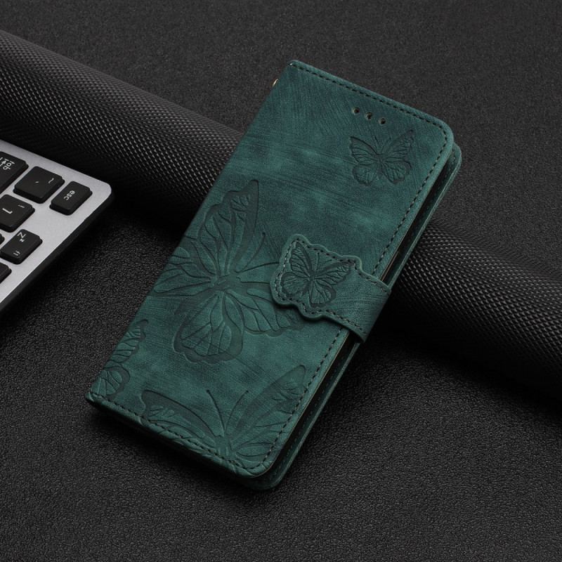 Etui Folio iPhone 16 Pro Efekt Zamszu W Kształcie Motyli