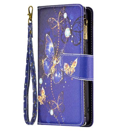 Etui Folio iPhone 16 Pro Fioletowy Portfel Z Motylami