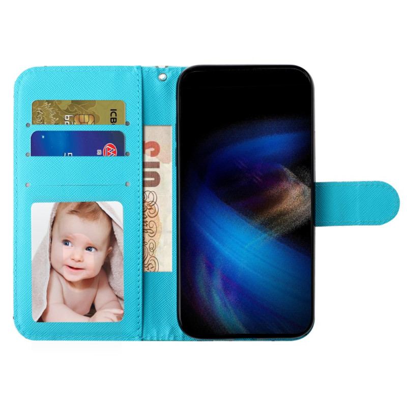 Etui Folio iPhone 16 Pro Gwiaździste Niebo Z Paskiem Etui Ochronne