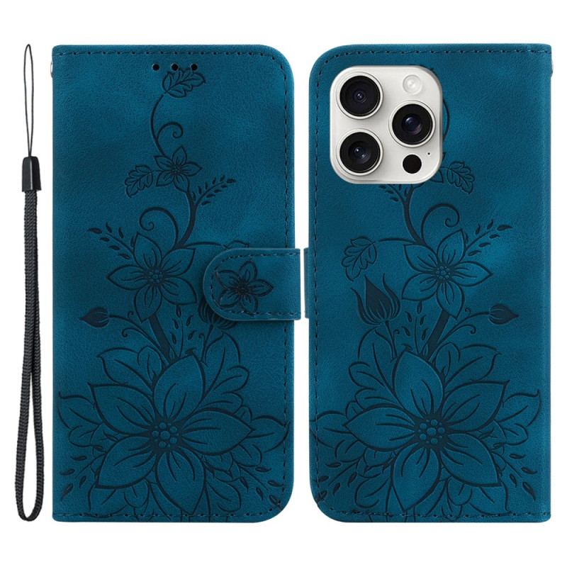 Etui Folio iPhone 16 Pro Kwiatowe Etui Ochronne