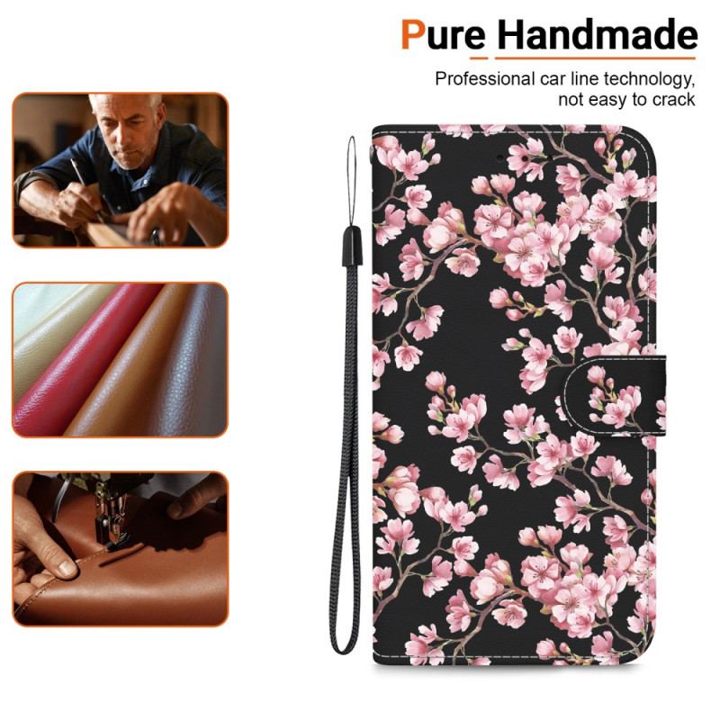 Etui Folio iPhone 16 Pro Kwiaty Śliwy Przywiązane