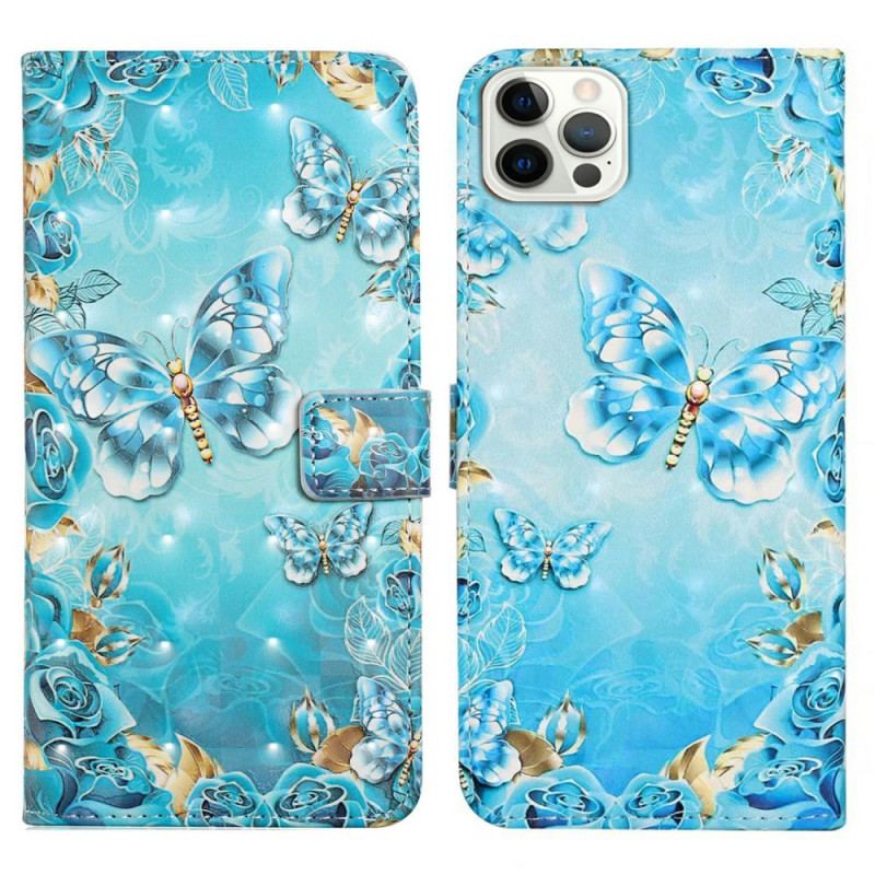 Etui Folio iPhone 16 Pro Niebieskie Motyle