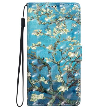 Etui Folio iPhone 16 Pro Sztuka Kwiatowa Z Paskiem Etui Ochronne