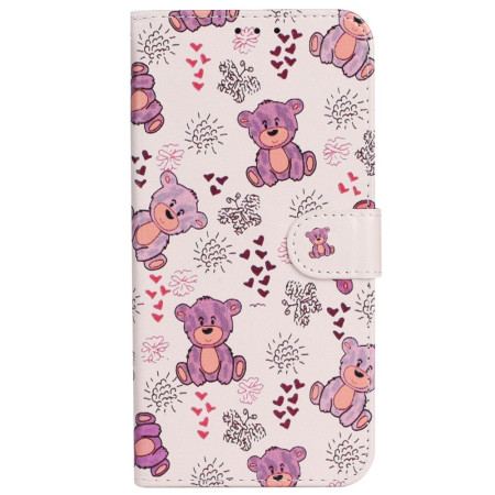 Etui Folio iPhone 16 Pro Wzór Pluszowego Misia Z Paskiem Etui Ochronne